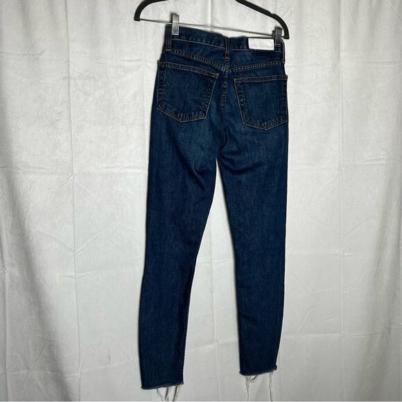Re/Done Raw Hem Hidden Button Fly Slim Jeans Size 24 - Picture 2 of 7